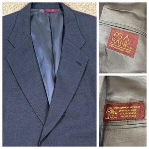 Jos. A. Bank 100% Wool Glen Plaid sport coat Grey 48L Classic two button Blazer